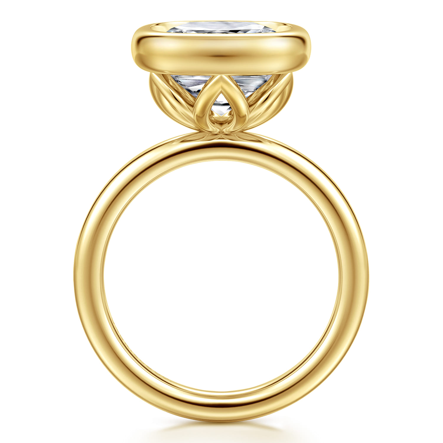 Linny - 14K Yellow Gold Cushion Cut Bezel Set Diamond Engagement Ring - Shot 2