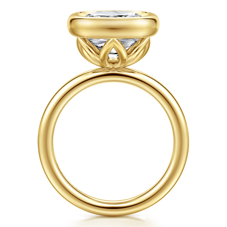 Linny - 14K Yellow Gold Cushion Cut Bezel Set Diamond Engagement Ring - Shot 2
