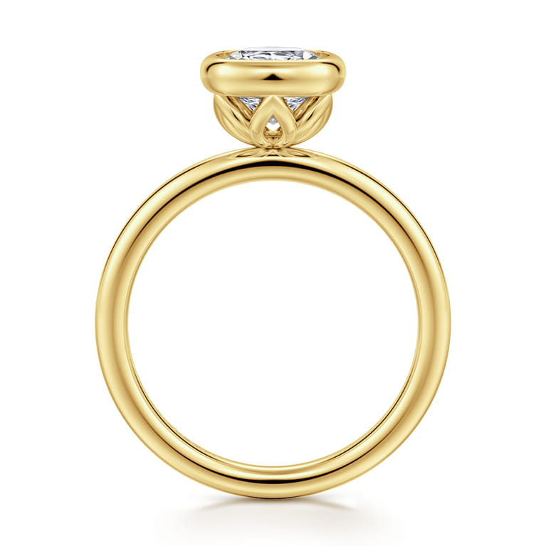 Linny - 14K Yellow Gold Cushion Cut Bezel Set Diamond Engagement Ring - Shot 2