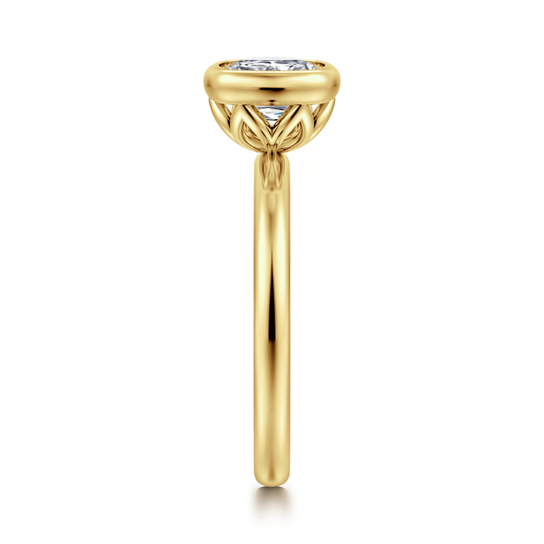 Linny - 14K Yellow Gold Cushion Cut Bezel Set Diamond Engagement Ring - Shot 4