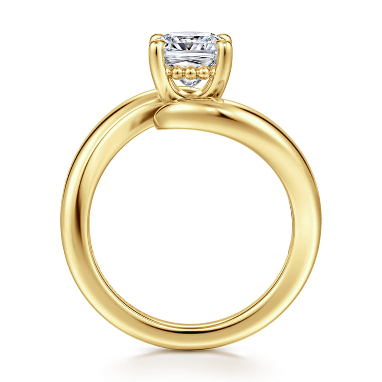 Bettie - 14K Yellow Gold Bypass Cushion Cut Diamond Engagement Ring - Shot 2