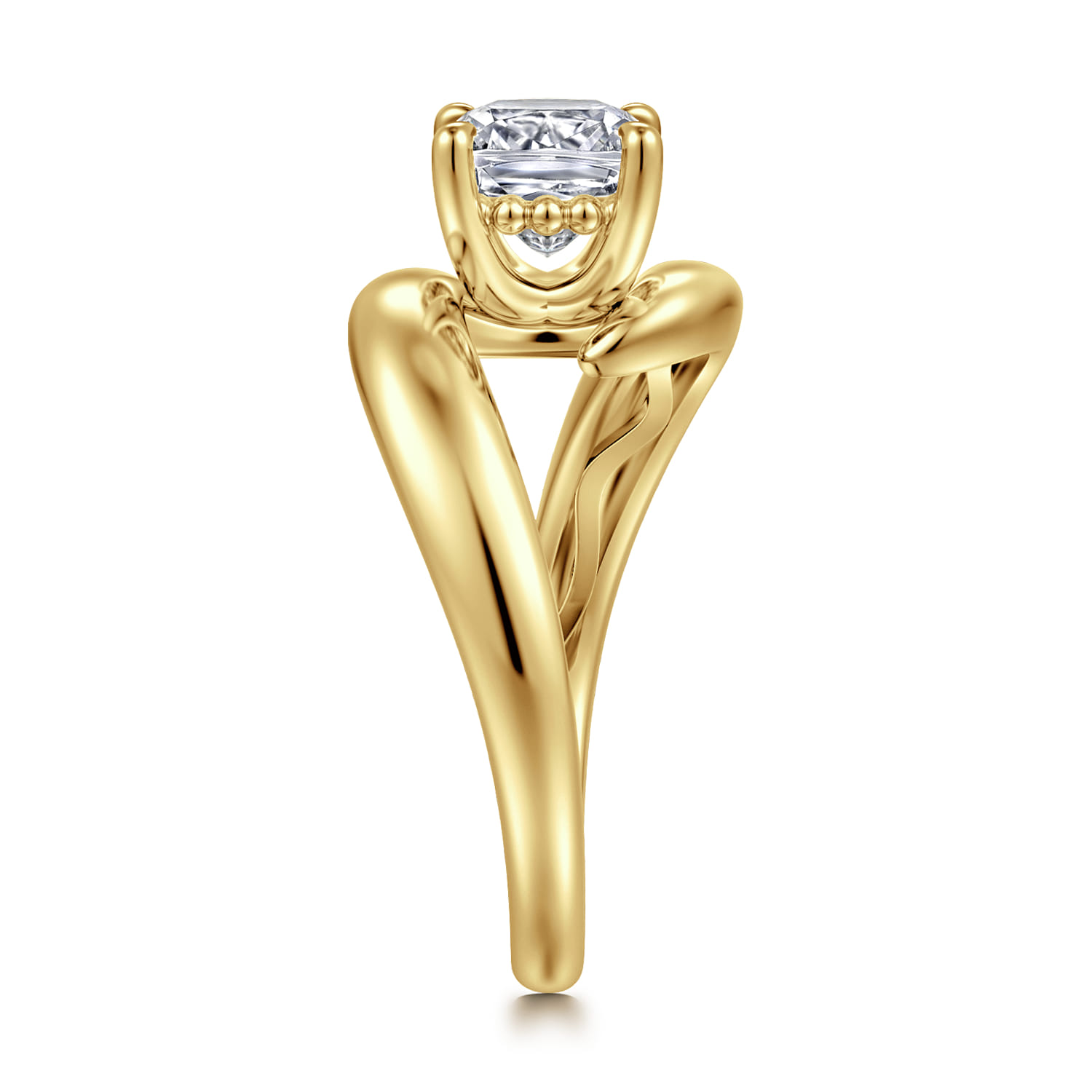 Bettie - 14K Yellow Gold Bypass Cushion Cut Diamond Engagement Ring - Shot 4