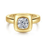 Pauline - 14K Yellow Gold Bezel Set Cushion Cut Diamond Engagement Ring