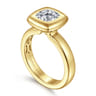 Pauline - 14K Yellow Gold Bezel Set Cushion Cut Diamond Engagement Ring