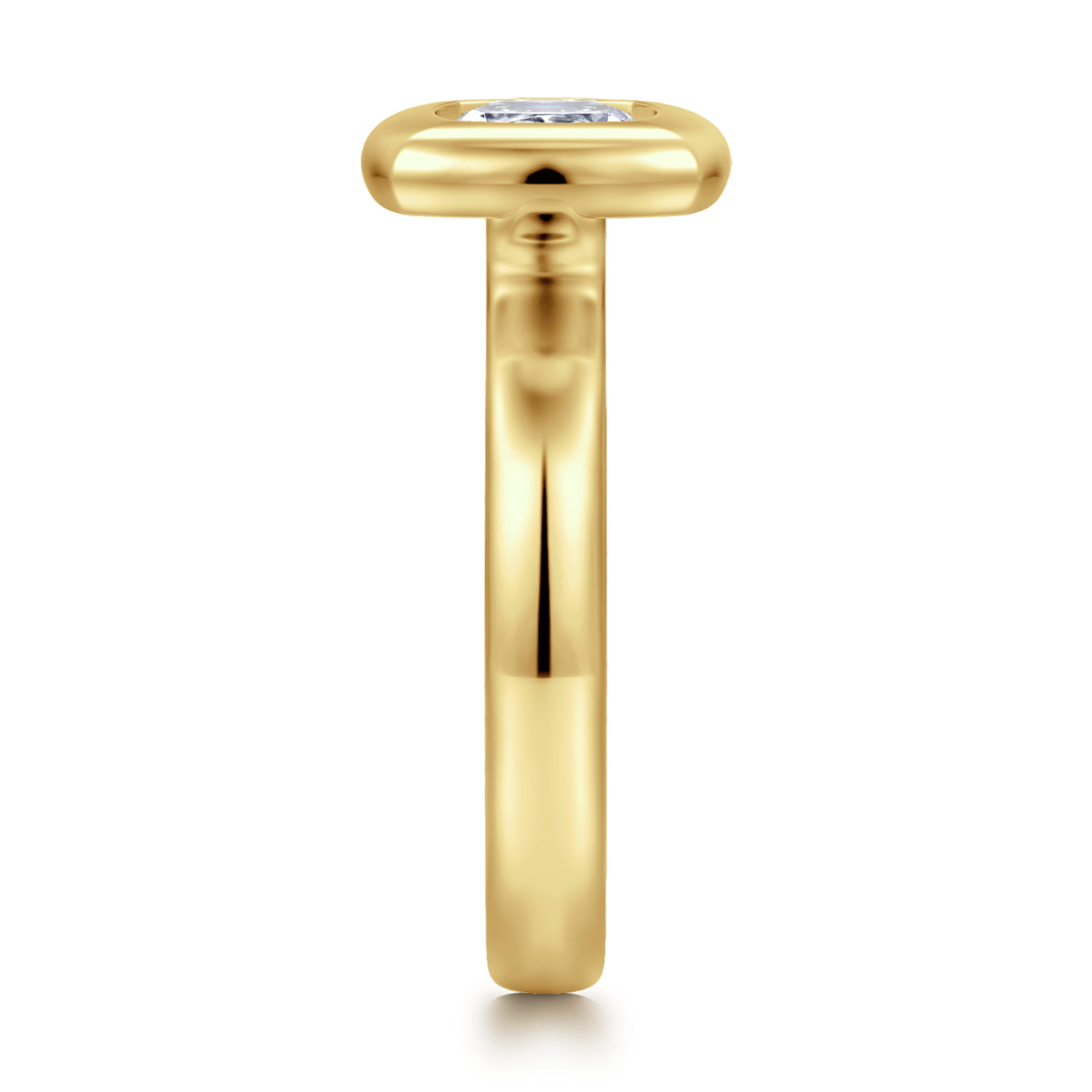 Pauline - 14K Yellow Gold Bezel Set Cushion Cut Diamond Engagement Ring - Shot 3