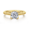 Nola - 14K Yellow Gold Cushion Cut Lotus Diamond Engagement Ring
