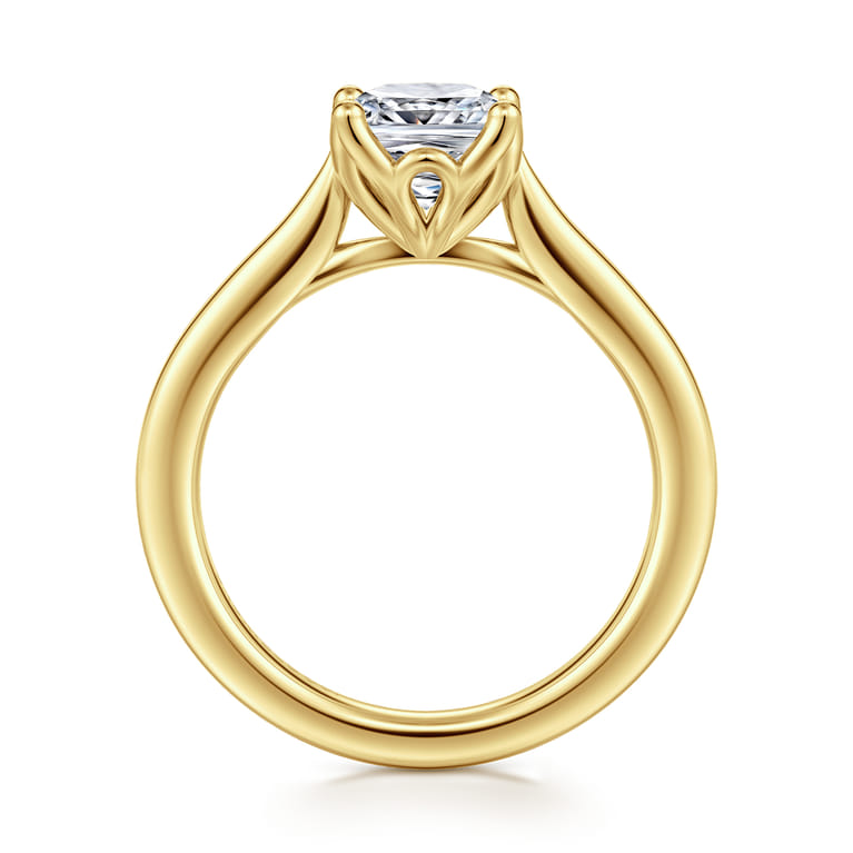 Nola - 14K Yellow Gold Cushion Cut Lotus Diamond Engagement Ring - Shot 2