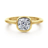 Brooke - 14K Yellow Gold Cushion Cut Bezel Set Solitaire Diamond Engagement Ring