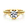 Elsa - 14K Yellow Gold Compass Bezel Prong Cushion Cut Solitaire Diamond Engagement Ring