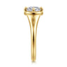 Elsa - 14K Yellow Gold Compass Bezel Prong Cushion Cut Solitaire Diamond Engagement Ring