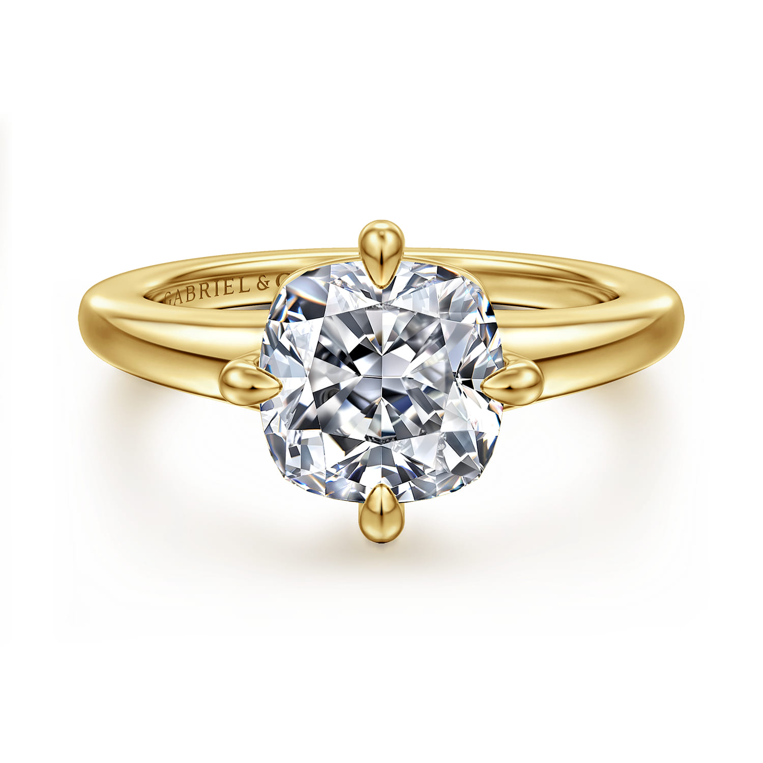 Coralynn - 14K Yellow Gold Cushion Cut Solitaire Diamond Engagement Ring - Shot 1
