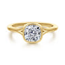 Kaya - 14K Yellow Gold Bezel Set Cushion Cut Solitaire Diamond Engagement Ring