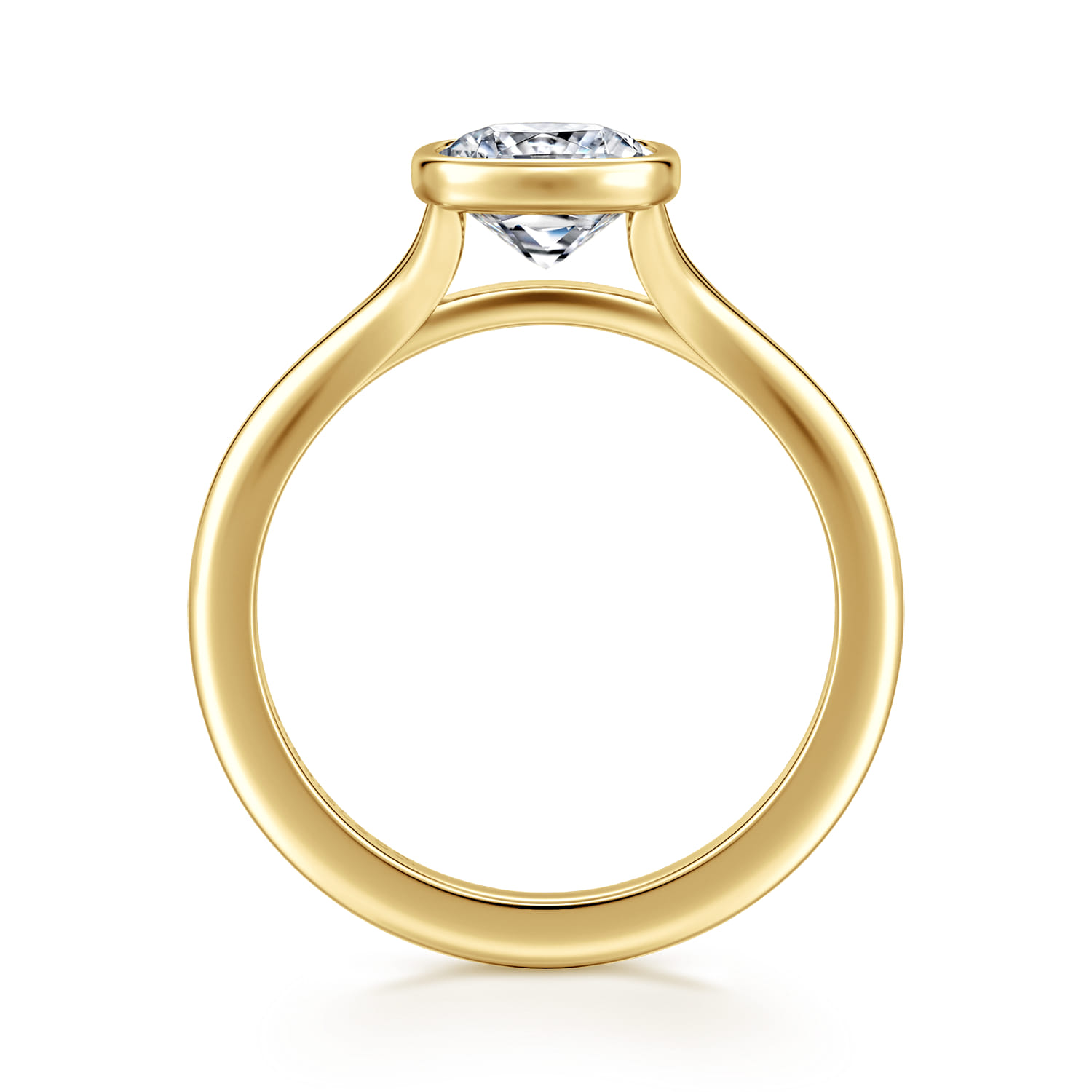 Kaya - 14K Yellow Gold Bezel Set Cushion Cut Solitaire Diamond Engagement Ring - Shot 2