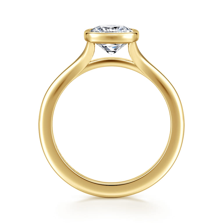 Kaya - 14K Yellow Gold Bezel Set Cushion Cut Solitaire Diamond Engagement Ring - Shot 2