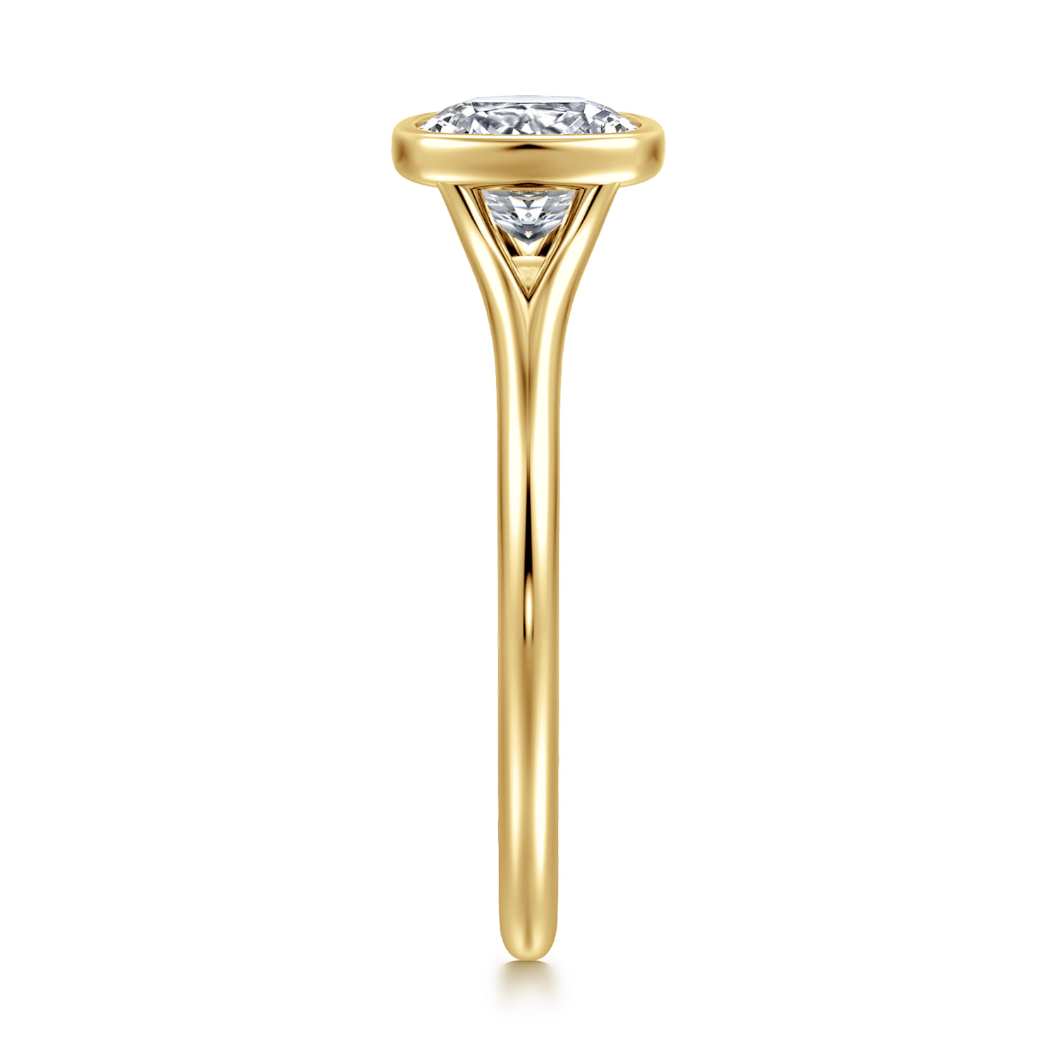 Kaya - 14K Yellow Gold Bezel Set Cushion Cut Solitaire Diamond Engagement Ring - Shot 4
