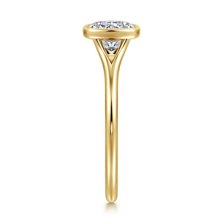 Kaya - 14K Yellow Gold Bezel Set Cushion Cut Solitaire Diamond Engagement Ring - Shot 4