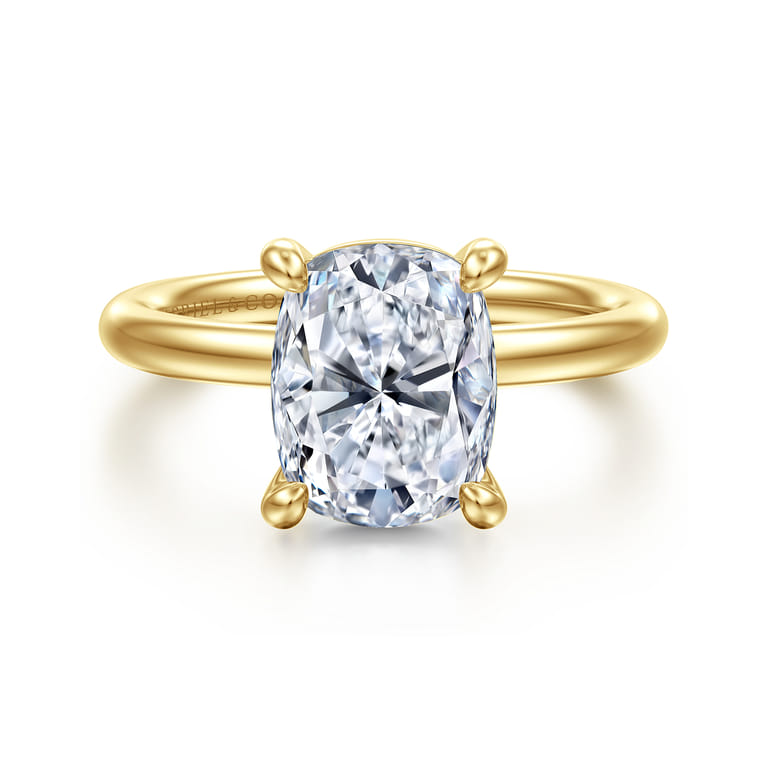 Lark - 14K Yellow Gold Elongated Cushion Solitaire Engagement Ring - Shot 1