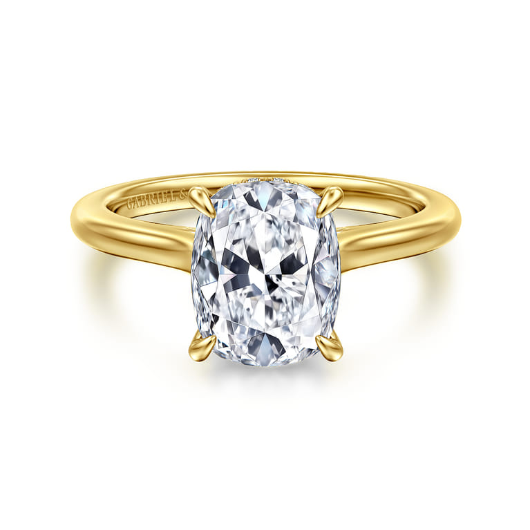 Ericka - 14K Yellow Gold Elongated Cushion Diamond Engagement Ring - 0.13 ct - Shot 1