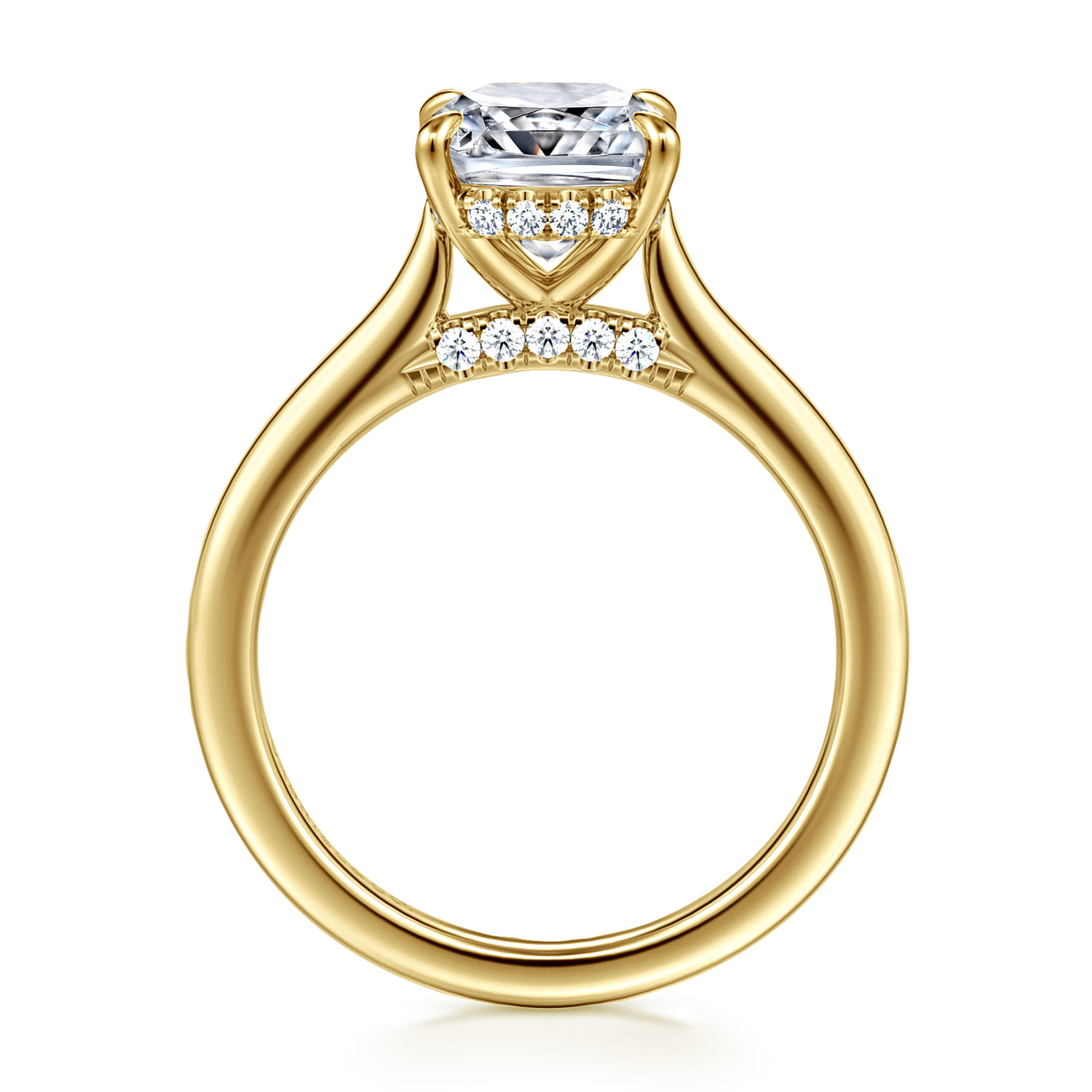Ericka - 14K Yellow Gold Elongated Cushion Diamond Engagement Ring - 0.13 ct - Shot 2