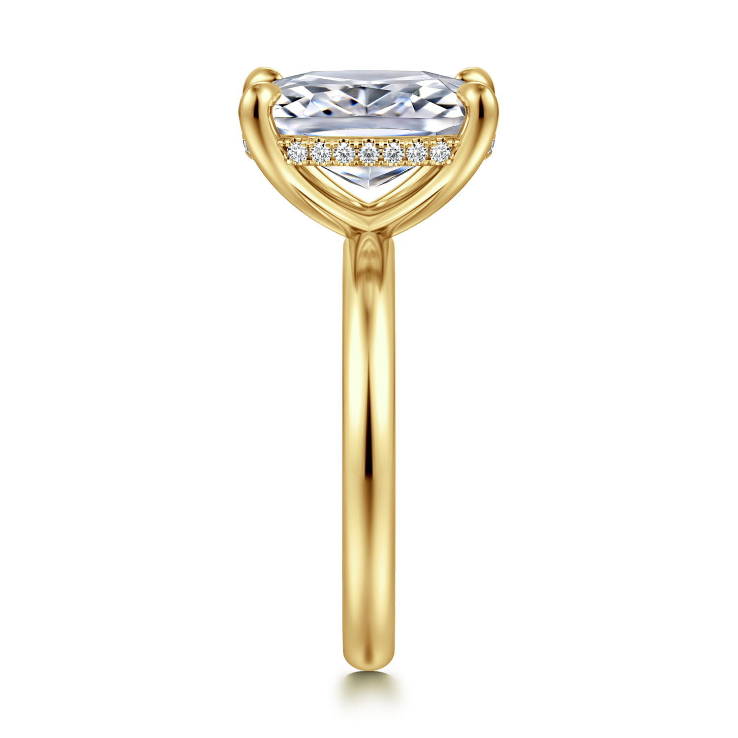 Peace - 14K Yellow Gold Elongated Cushion Diamond Engagement Ring - 0.09 ct - Shot 4