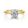 Peace - 14K Yellow Gold Elongated Cushion Diamond Engagement Ring - 0.08 ct