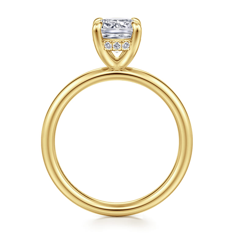Peace - 14K Yellow Gold Elongated Cushion Diamond Engagement Ring - 0.08 ct - Shot 2
