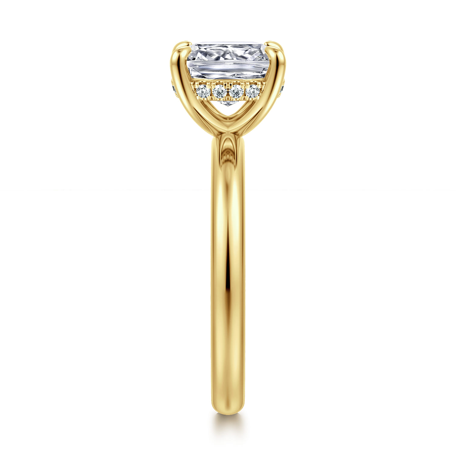 Peace - 14K Yellow Gold Elongated Cushion Diamond Engagement Ring - 0.08 ct - Shot 4