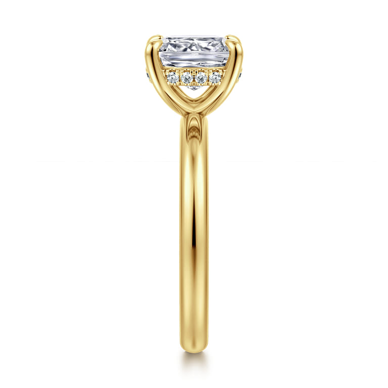 Peace - 14K Yellow Gold Elongated Cushion Diamond Engagement Ring - 0.08 ct - Shot 4