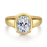Ettie - 14K Yellow Gold Bezel Prong Elongated Cushion Diamond Engagement Ring - 0.35 ct