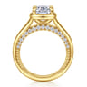 Ettie - 14K Yellow Gold Bezel Prong Elongated Cushion Diamond Engagement Ring - 0.35 ct
