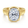 Ettie - 14K Yellow Gold Bezel Prong Elongated Cushion Diamond Engagement Ring - 0.36 ct