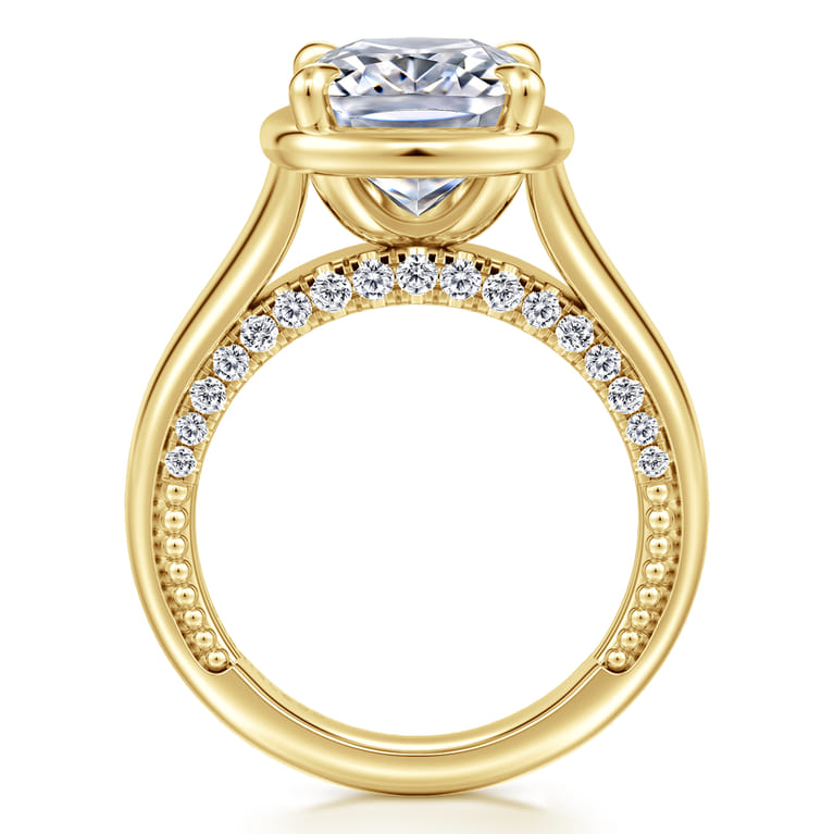 Ettie - 14K Yellow Gold Bezel Prong Elongated Cushion Diamond Engagement Ring - 0.36 ct - Shot 2