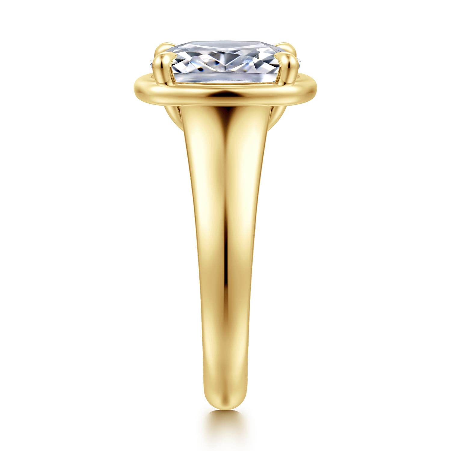 Ettie - 14K Yellow Gold Bezel Prong Elongated Cushion Diamond Engagement Ring - 0.36 ct - Shot 4
