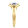 Ettie - 14K Yellow Gold Bezel Prong Elongated Cushion Diamond Engagement Ring - 0.36 ct