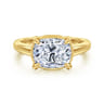 Geo - 14K Yellow Gold East West Elongated Cushion Diamond Engagement Ring - 0.13 ct