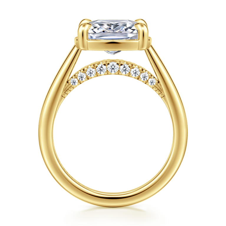 Geo - 14K Yellow Gold East West Elongated Cushion Diamond Engagement Ring - 0.13 ct - Shot 2