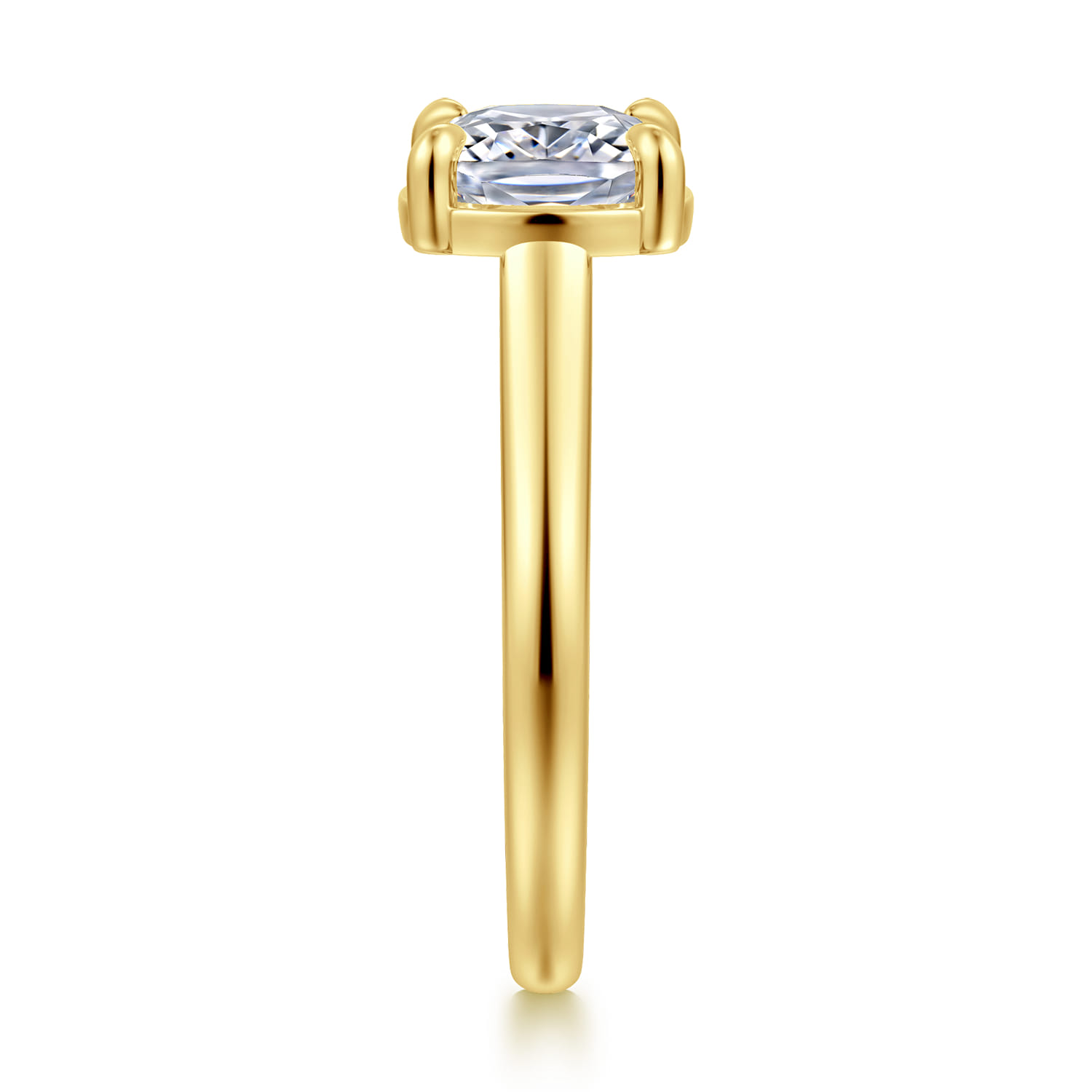 Geo - 14K Yellow Gold East West Elongated Cushion Diamond Engagement Ring - 0.13 ct - Shot 4