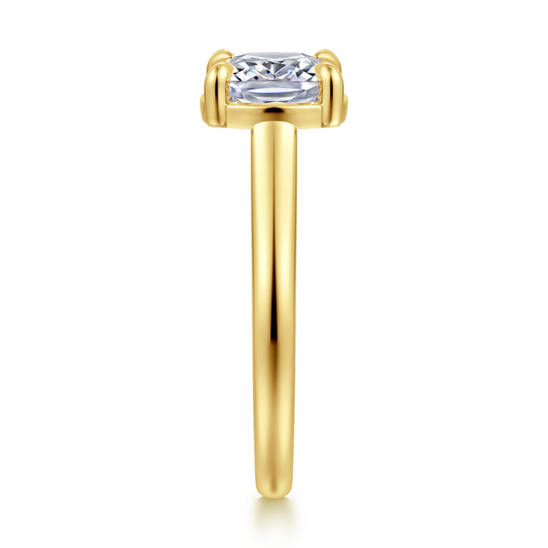Geo - 14K Yellow Gold East West Elongated Cushion Diamond Engagement Ring - 0.13 ct - Shot 4