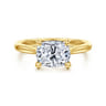 Larissa - 14K Yellow Gold East West Elongated Cushion Solitaire Engagement Ring
