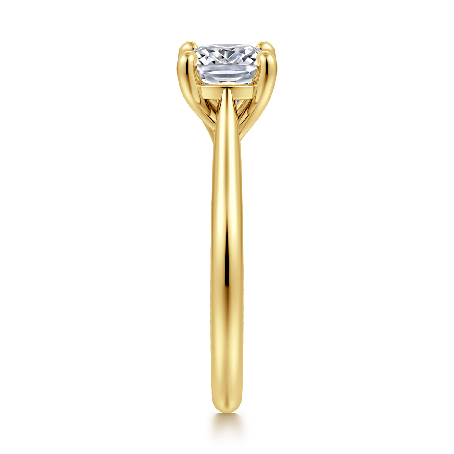 Larissa - 14K Yellow Gold East West Elongated Cushion Solitaire Engagement Ring - Shot 4