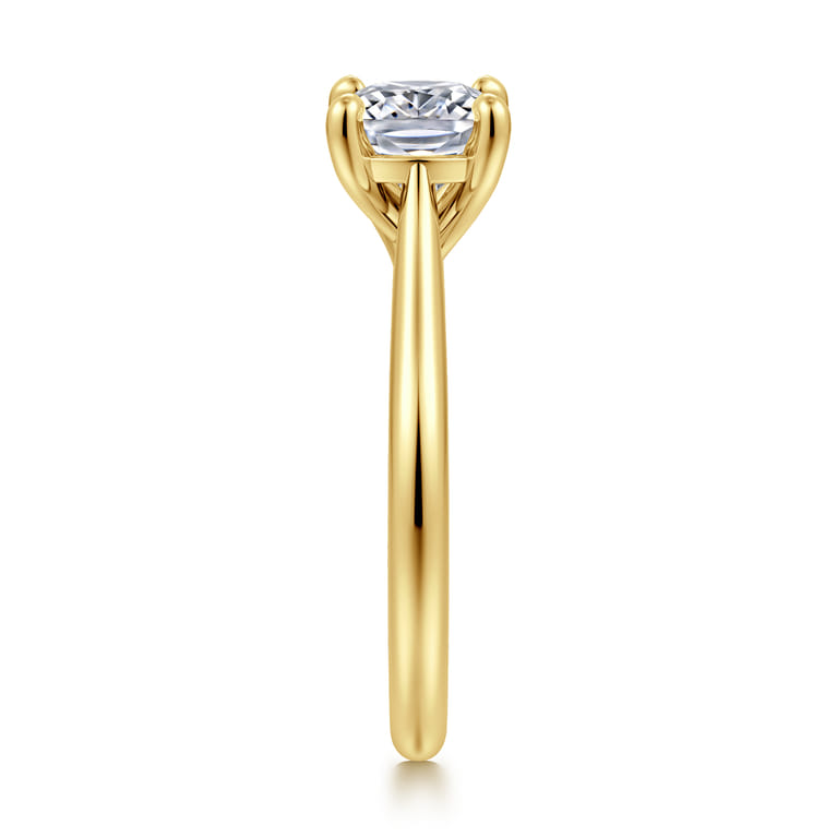 Larissa - 14K Yellow Gold East West Elongated Cushion Solitaire Engagement Ring - Shot 4