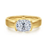Bara - 14K Yellow Gold Half Bezel Elongated Cushion Diamond Engagement Ring