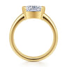 Bara - 14K Yellow Gold Half Bezel Elongated Cushion Diamond Engagement Ring