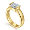 Bara - 14K Yellow Gold Half Bezel Elongated Cushion Diamond Engagement Ring