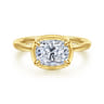 Linen - 14K Yellow Gold East West Elongated Cushion Diamond Engagement Ring