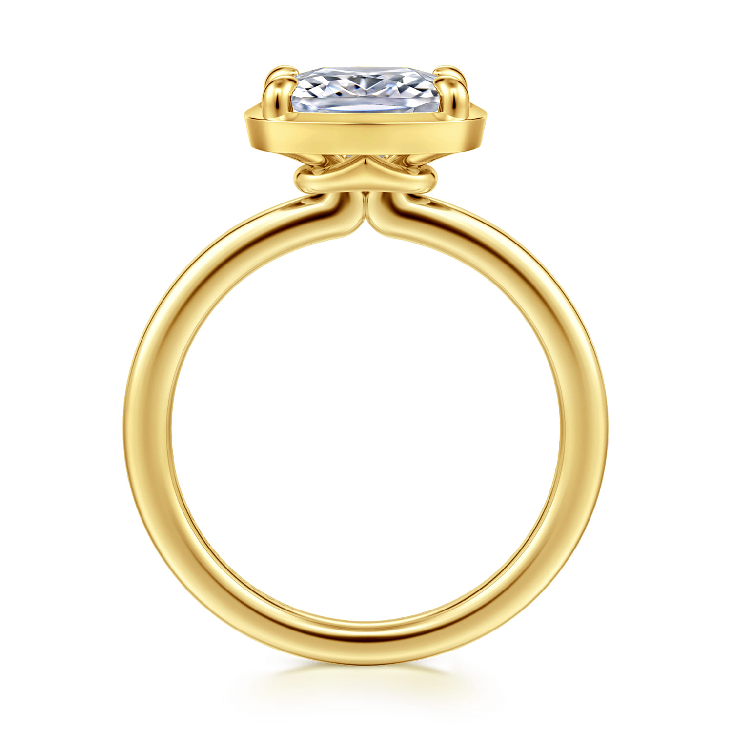Linen - 14K Yellow Gold East West Elongated Cushion Diamond Engagement Ring - Shot 2