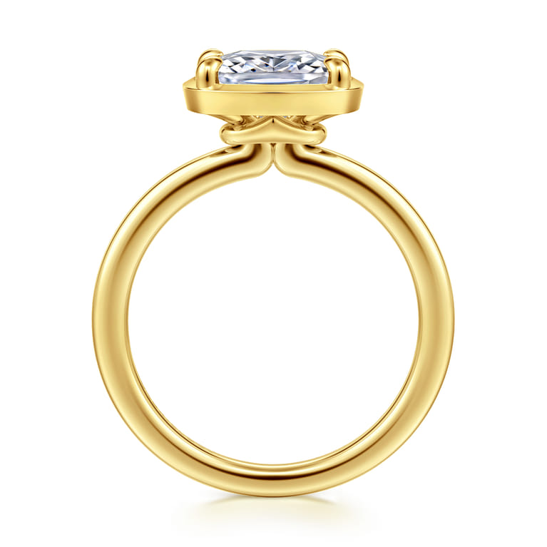 Linen - 14K Yellow Gold East West Elongated Cushion Diamond Engagement Ring - Shot 2