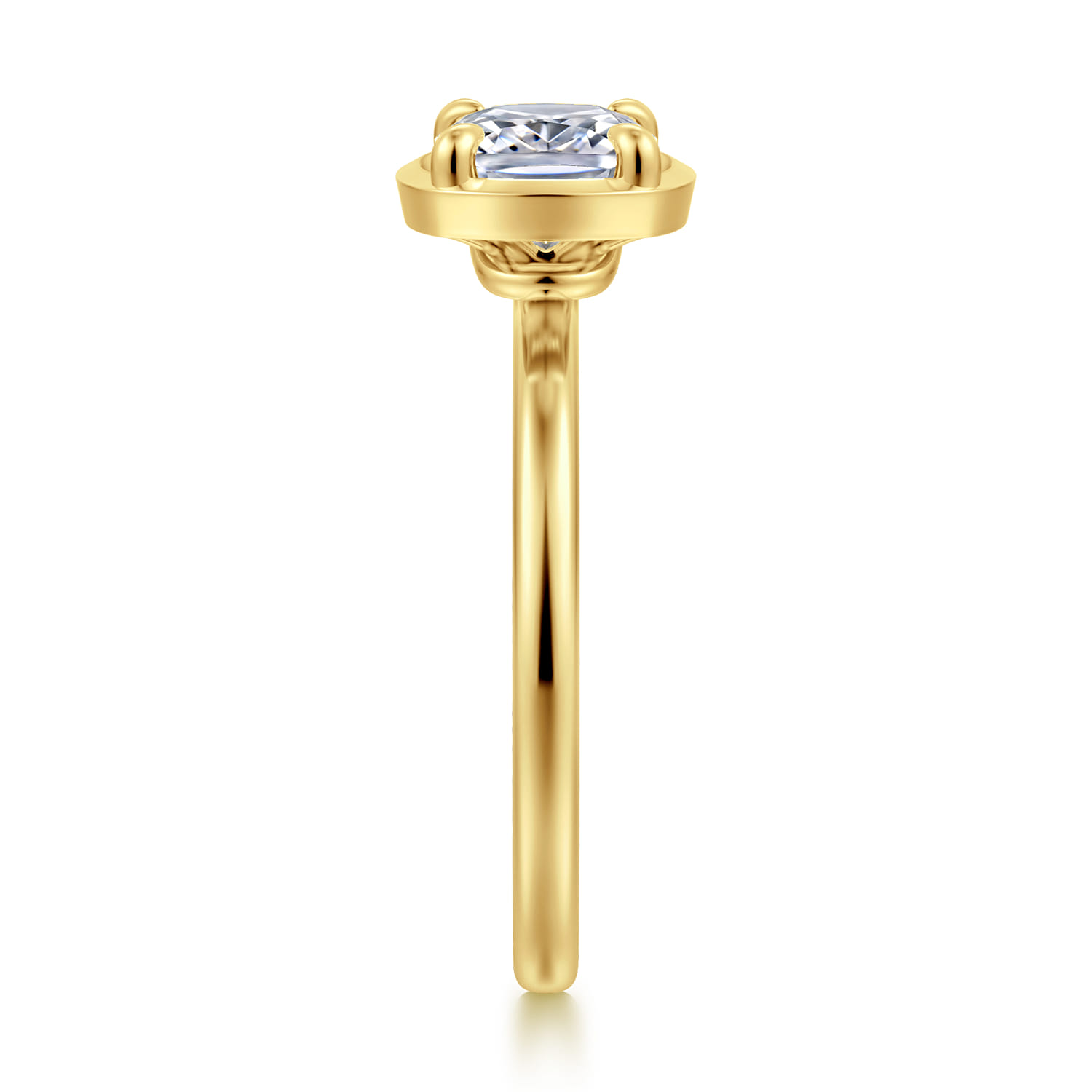 Linen - 14K Yellow Gold East West Elongated Cushion Diamond Engagement Ring - Shot 4