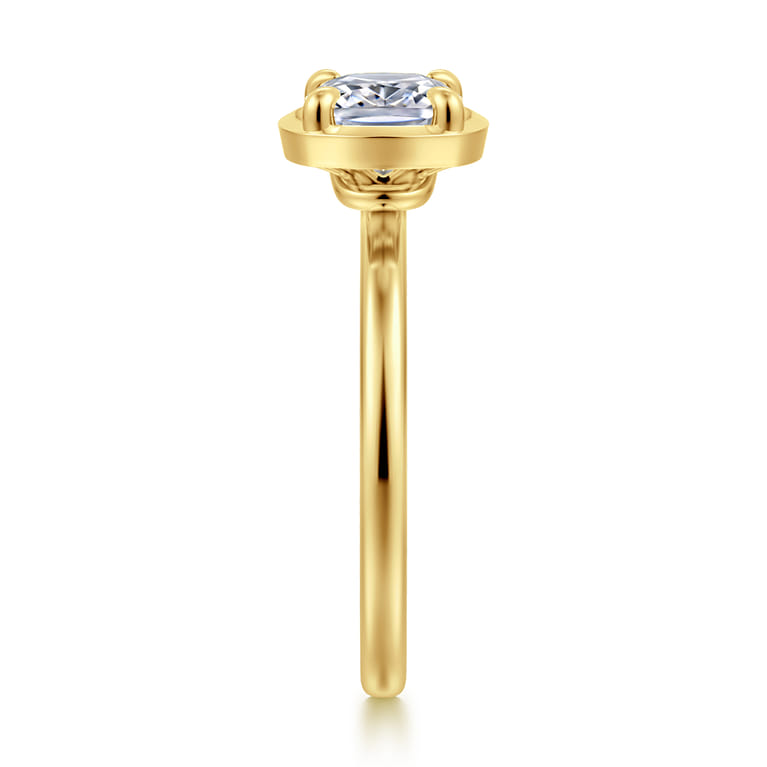 Linen - 14K Yellow Gold East West Elongated Cushion Diamond Engagement Ring - Shot 4