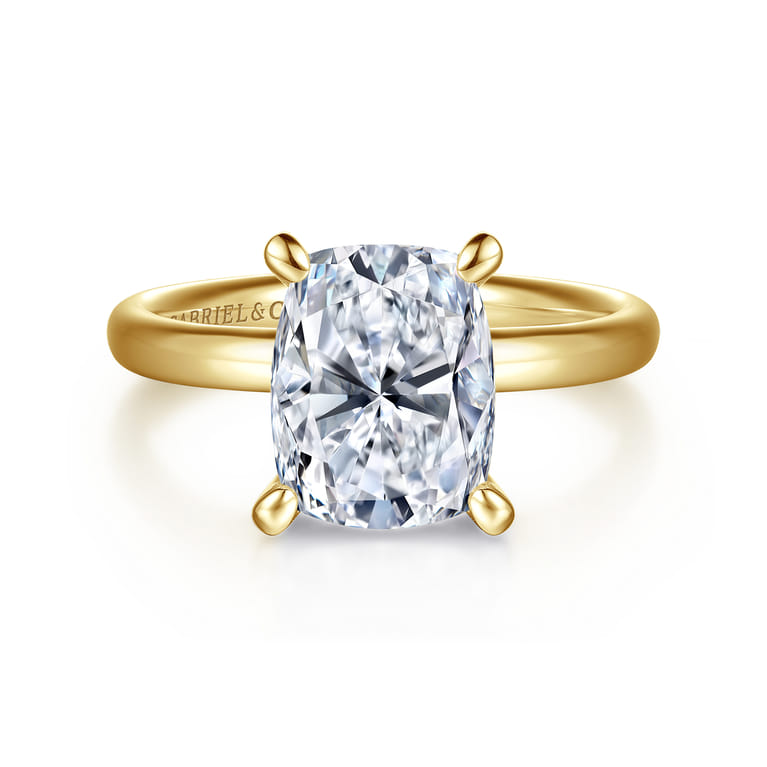 Unite - 14K Yellow Gold Elongated Cushion Solitaire Diamond Engagement Ring - Shot 1